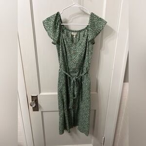 Monteau Green Floral Midi Dress